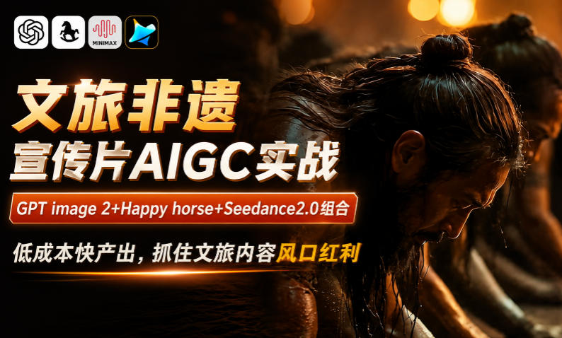 文旅非遗宣传片AIGC实战,GPT image 2+Happy horse+Seedance2.0组合,低成本快产出,抓住文旅内容风口红利-网创资源地